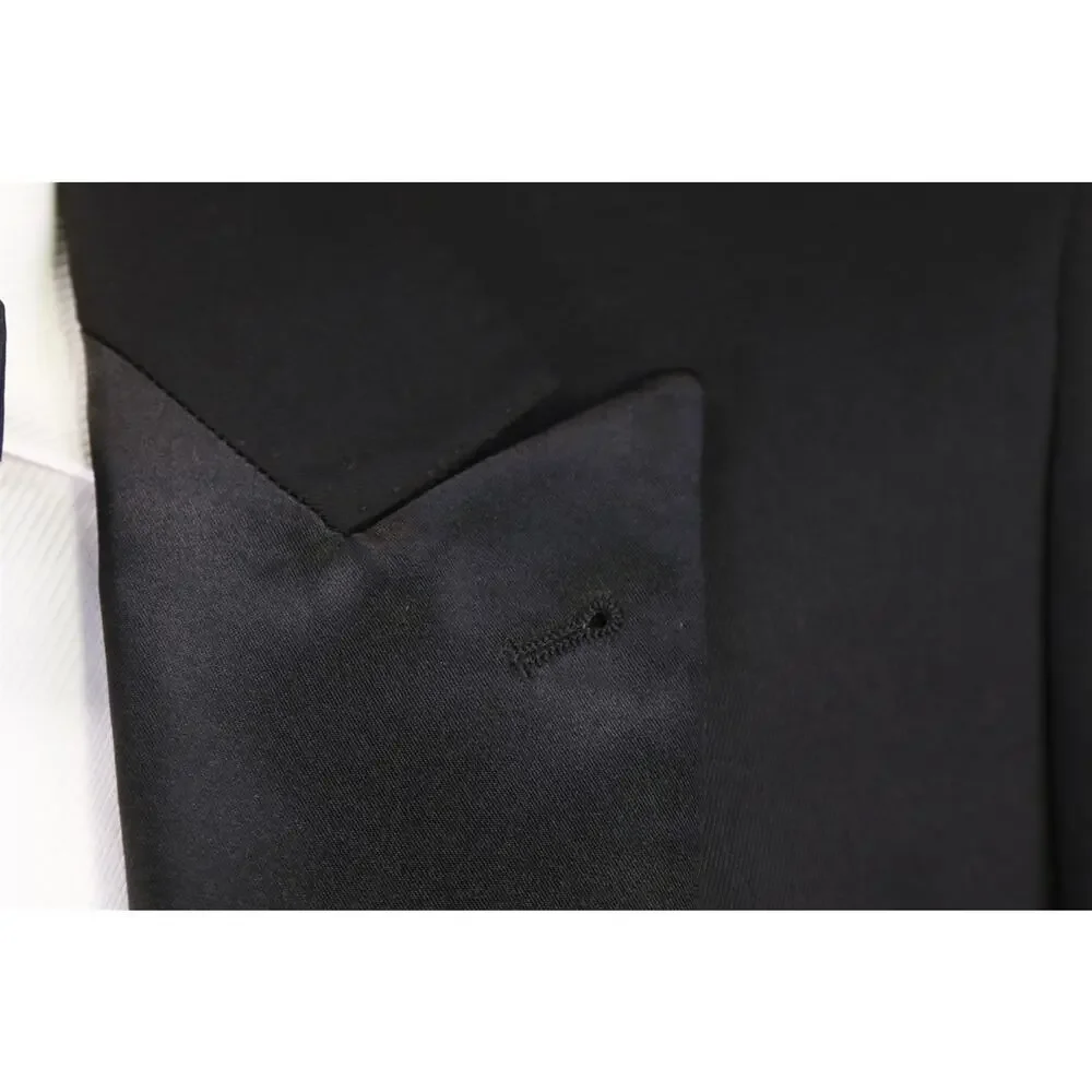 Alton Lane Tailored Fit Black Peak Lapel Tuxedo Wedding Formal Blazer Jacket 44L